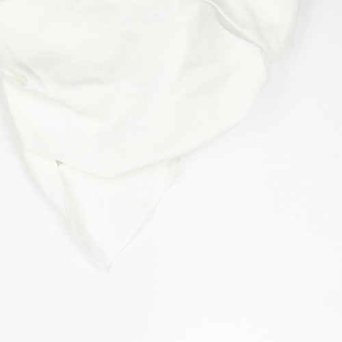 Zara Womens White Polyester Cropped Blouse Size XS Square Neck - Asymmetric Rouched