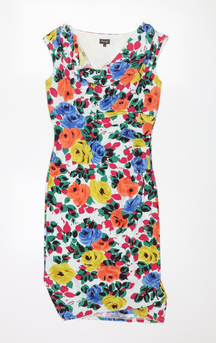 Phase Eight Womens Multicoloured Floral Polyester Pencil Dress Size 10 Cowl Neck Pullover