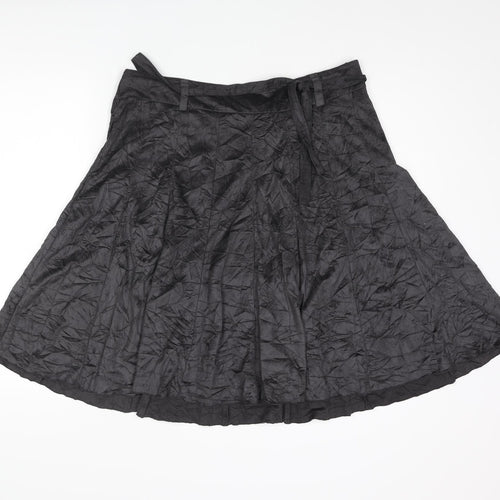 Liv Womens Grey Polyester Flare Skirt Size 14 Zip - Belted