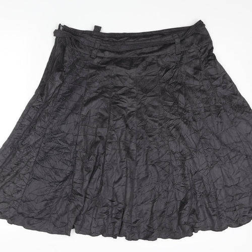 Liv Womens Grey Polyester Flare Skirt Size 14 Zip - Belted