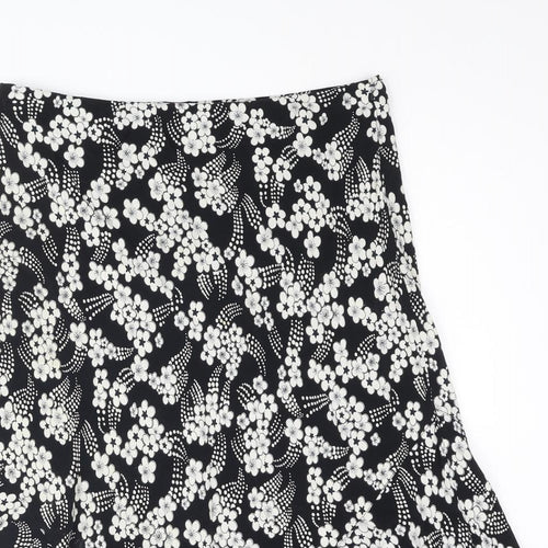 CMD Womens Black Floral Polyester Trumpet Skirt Size 14