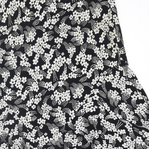 CMD Womens Black Floral Polyester Trumpet Skirt Size 14