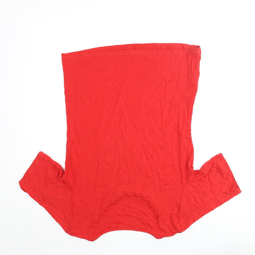 Marks and Spencer Womens Red Viscose Basic T-Shirt Size 10 Round Neck