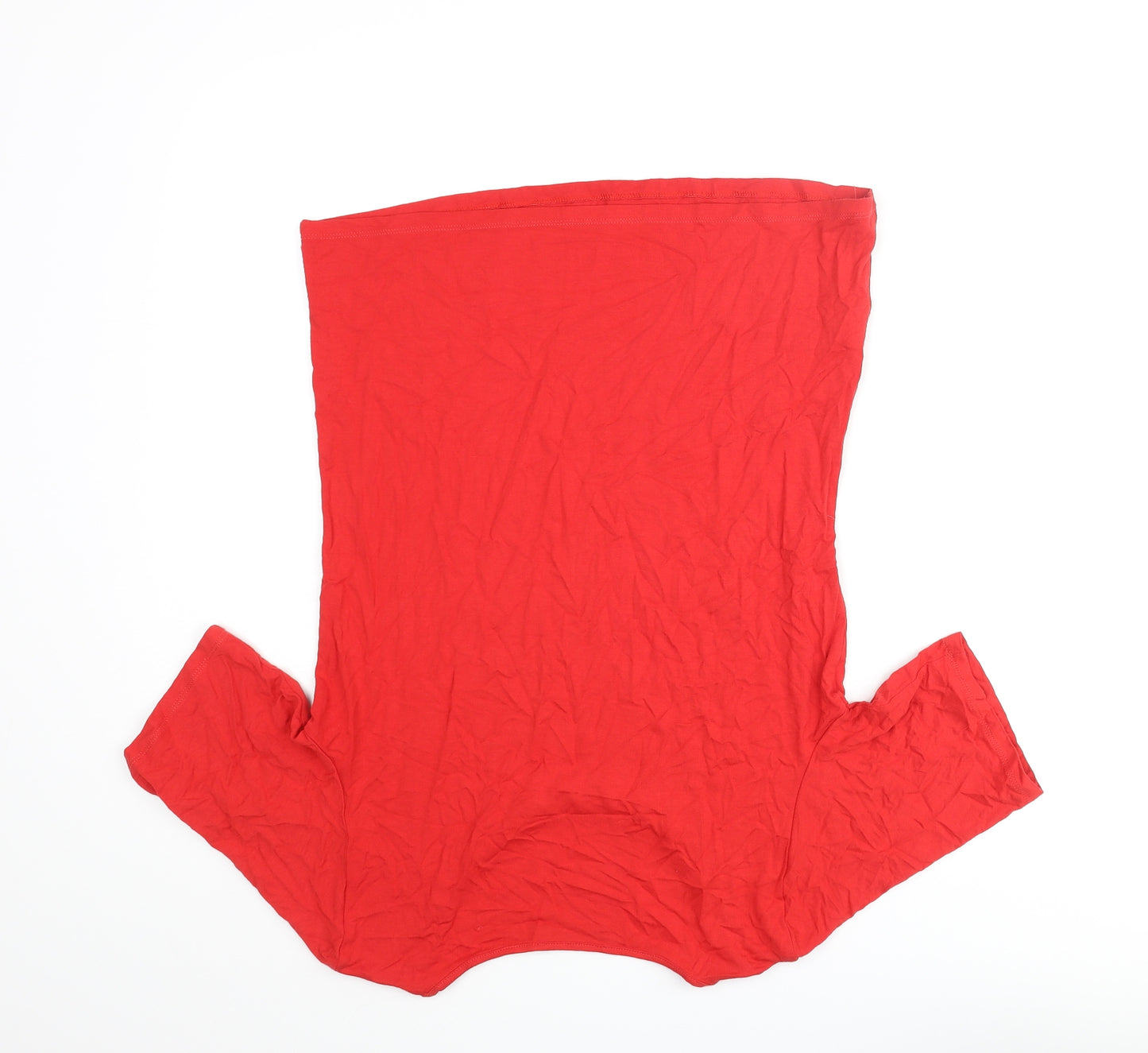 Marks and Spencer Womens Red Viscose Basic T-Shirt Size 10 Round Neck