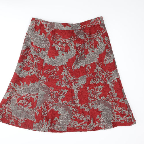 Classic Womens Red Geometric Polyester A-Line Skirt Size 16 Zip