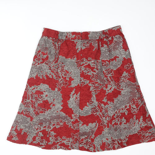 Classic Womens Red Geometric Polyester A-Line Skirt Size 16 Zip