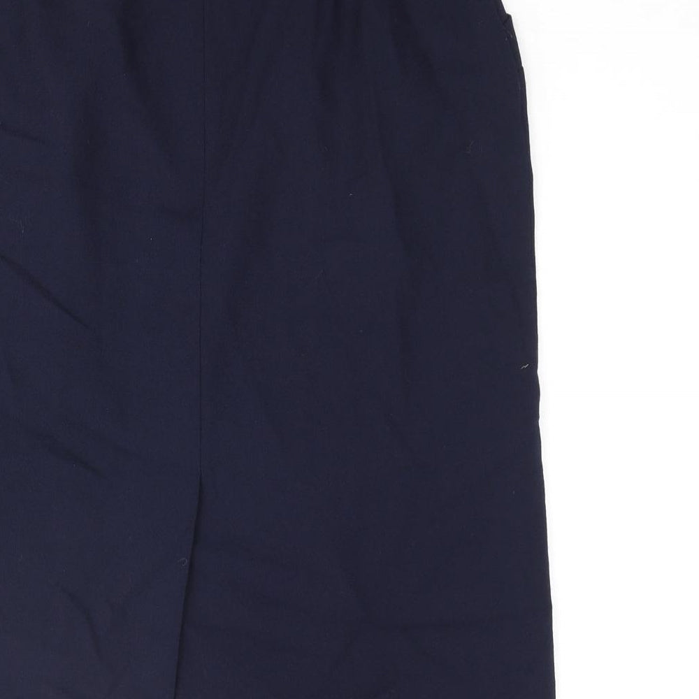 St Michael Womens Blue Wool Straight & Pencil Skirt Size 14 Zip