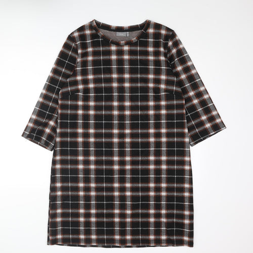 b.young Womens Black Check Polyester Shift Size XL Round Neck Pullover