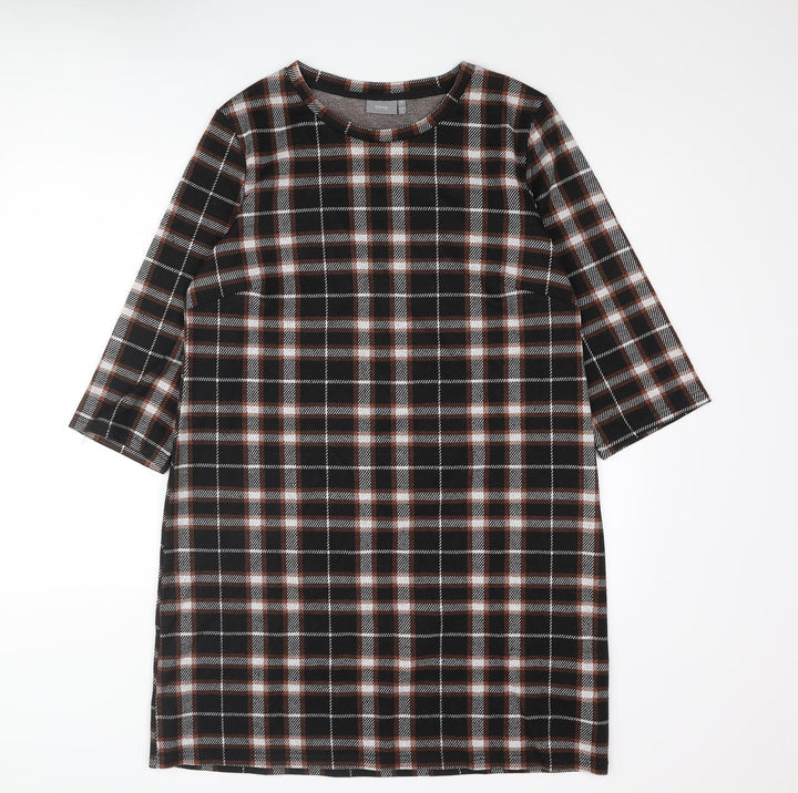 b.young Womens Black Check Polyester Shift Size XL Round Neck Pullover