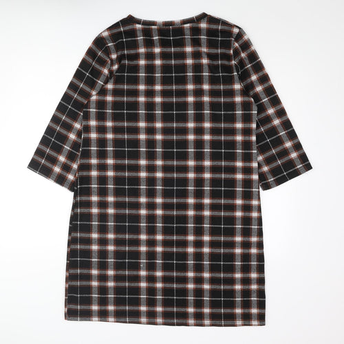 b.young Womens Black Check Polyester Shift Size XL Round Neck Pullover