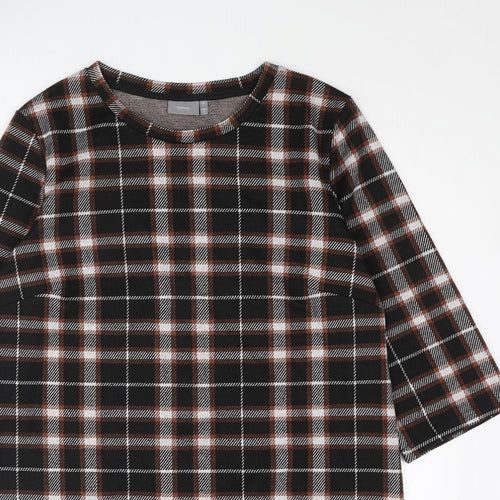 b.young Womens Black Check Polyester Shift Size XL Round Neck Pullover