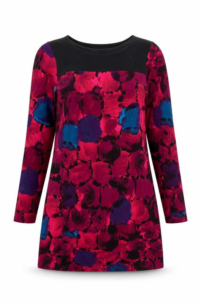 Front view of Braintree women’s multicoloured geometric cotton mini, size XS, round neck pullover