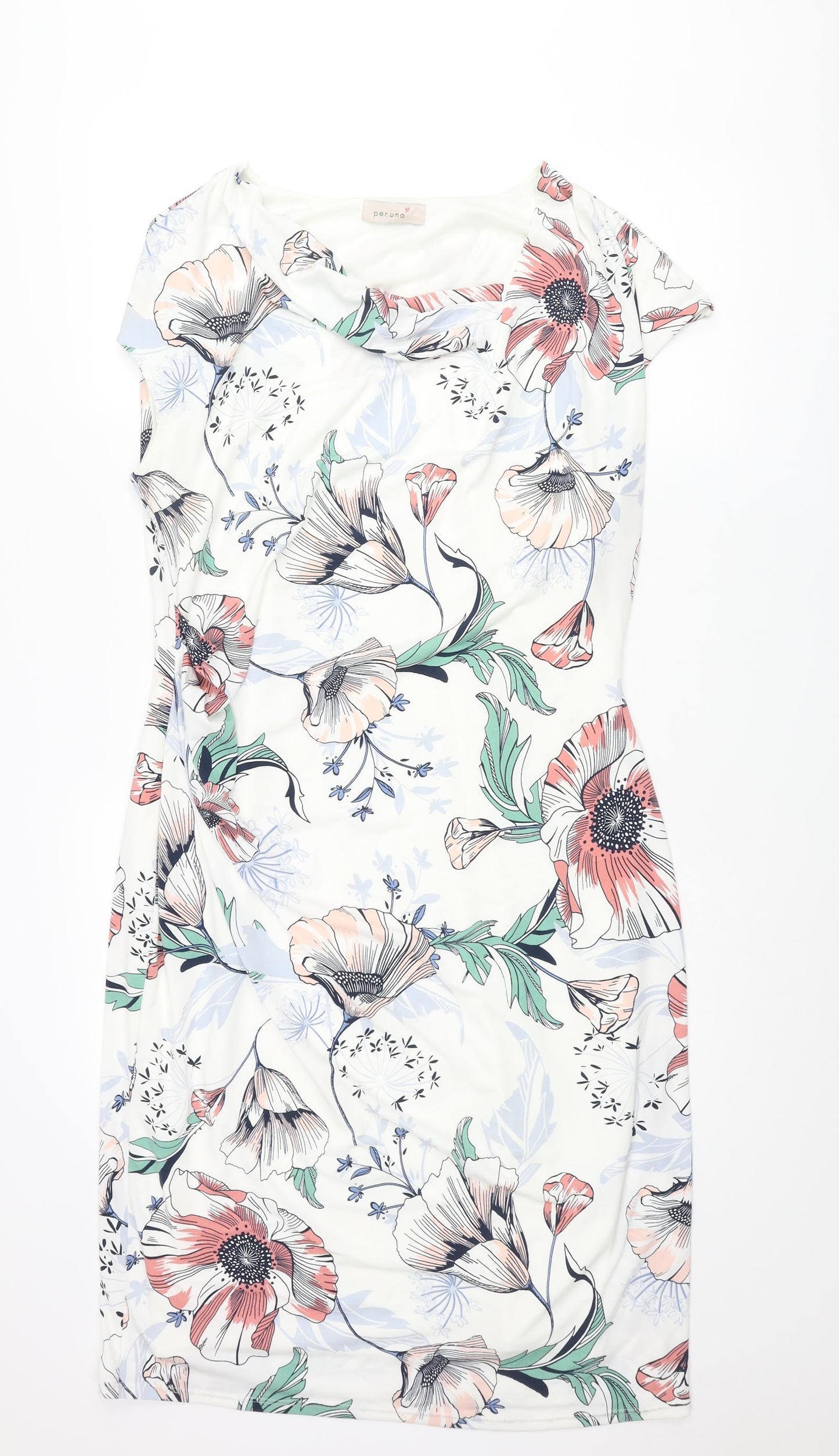 Per Una Womens Multicoloured Floral Polyester Pencil Dress Size 16 Cowl Neck Pullover
