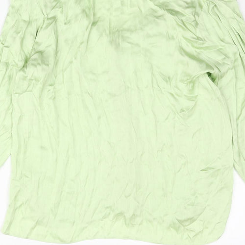 Mango Womens Green Polyester Basic Blouse Size L V-Neck