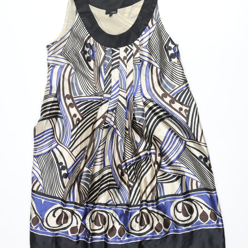 NEXT Womens Multicoloured Geometric Polyester Shift Size 12 Scoop Neck Pullover - Pleated