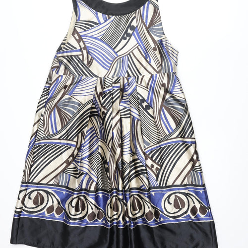 NEXT Womens Multicoloured Geometric Polyester Shift Size 12 Scoop Neck Pullover - Pleated