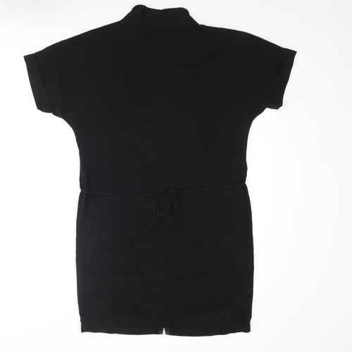 VILA Womens Black Polyester Shift Size XS V-Neck Zip - Belted