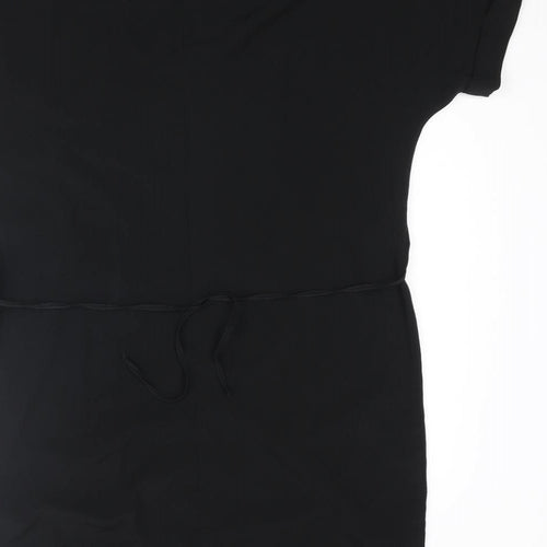 VILA Womens Black Polyester Shift Size XS V-Neck Zip - Belted