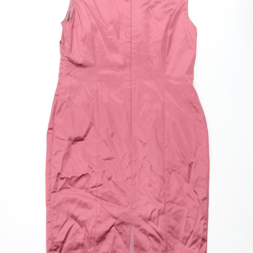 Coast Womens Pink Acetate Pencil Dress Size 16 V-Neck Zip - Panelled