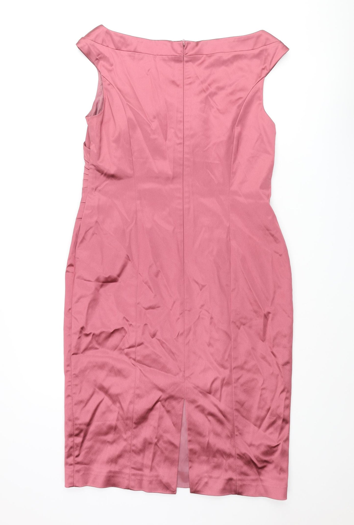 Coast Womens Pink Acetate Pencil Dress Size 16 V-Neck Zip - Panelled