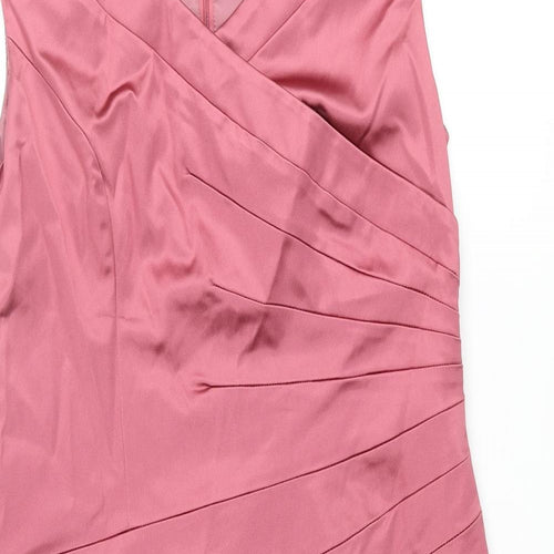 Coast Womens Pink Acetate Pencil Dress Size 16 V-Neck Zip - Panelled