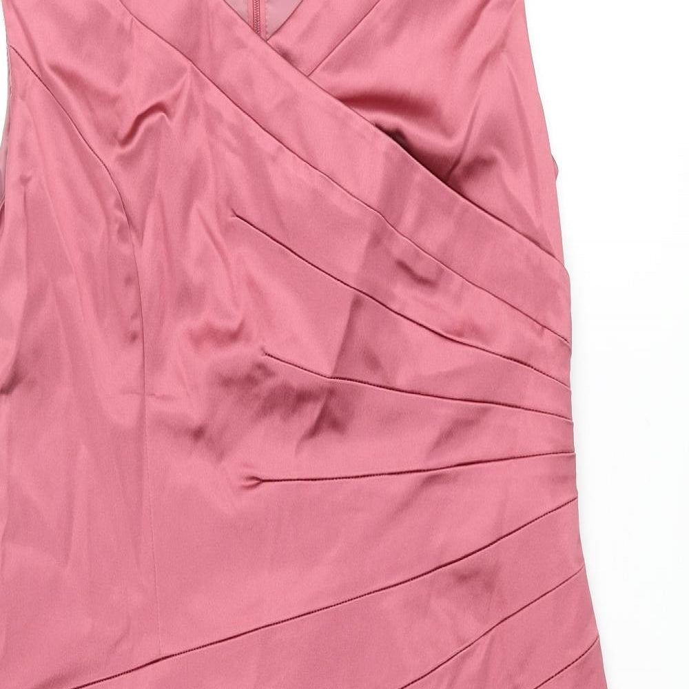 Coast Womens Pink Acetate Pencil Dress Size 16 V-Neck Zip - Panelled