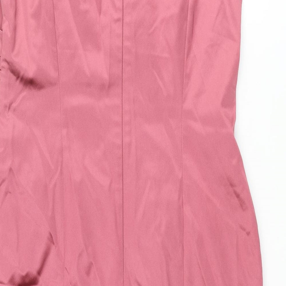 Coast Womens Pink Acetate Pencil Dress Size 16 V-Neck Zip - Panelled
