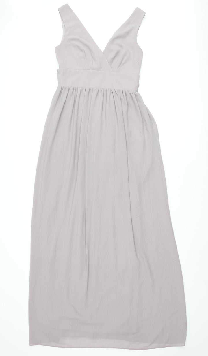 TFNC Womens Purple Polyester Maxi Size 8 V-Neck Zip - Tie