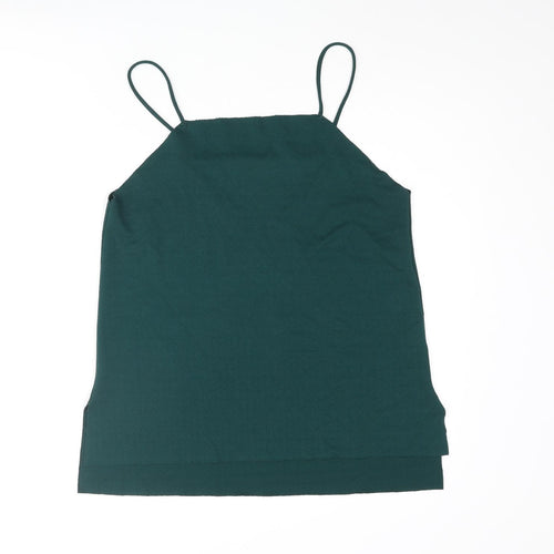Pull&Bear Womens Green Polyester Camisole Blouse Size L Square Neck - Raw Finish