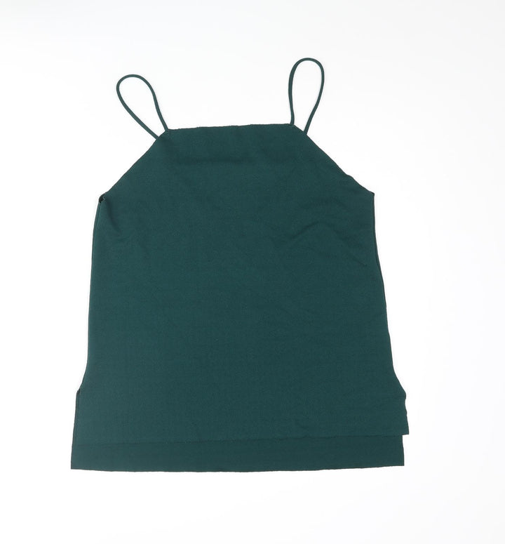 Pull&Bear Womens Green Polyester Camisole Blouse Size L Square Neck - Raw Finish