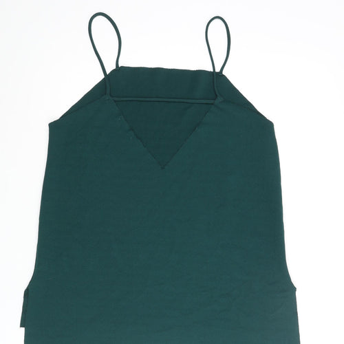 Pull&Bear Womens Green Polyester Camisole Blouse Size L Square Neck - Raw Finish