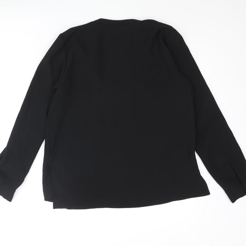 Zara Womens Black Polyester Basic Blouse Size M V-Neck