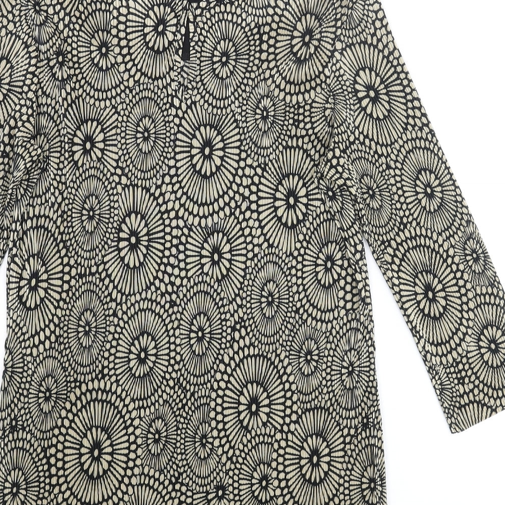 Wallis Womens Beige Geometric Polyester Basic Blouse Size 14 Boat Neck - Plisse
