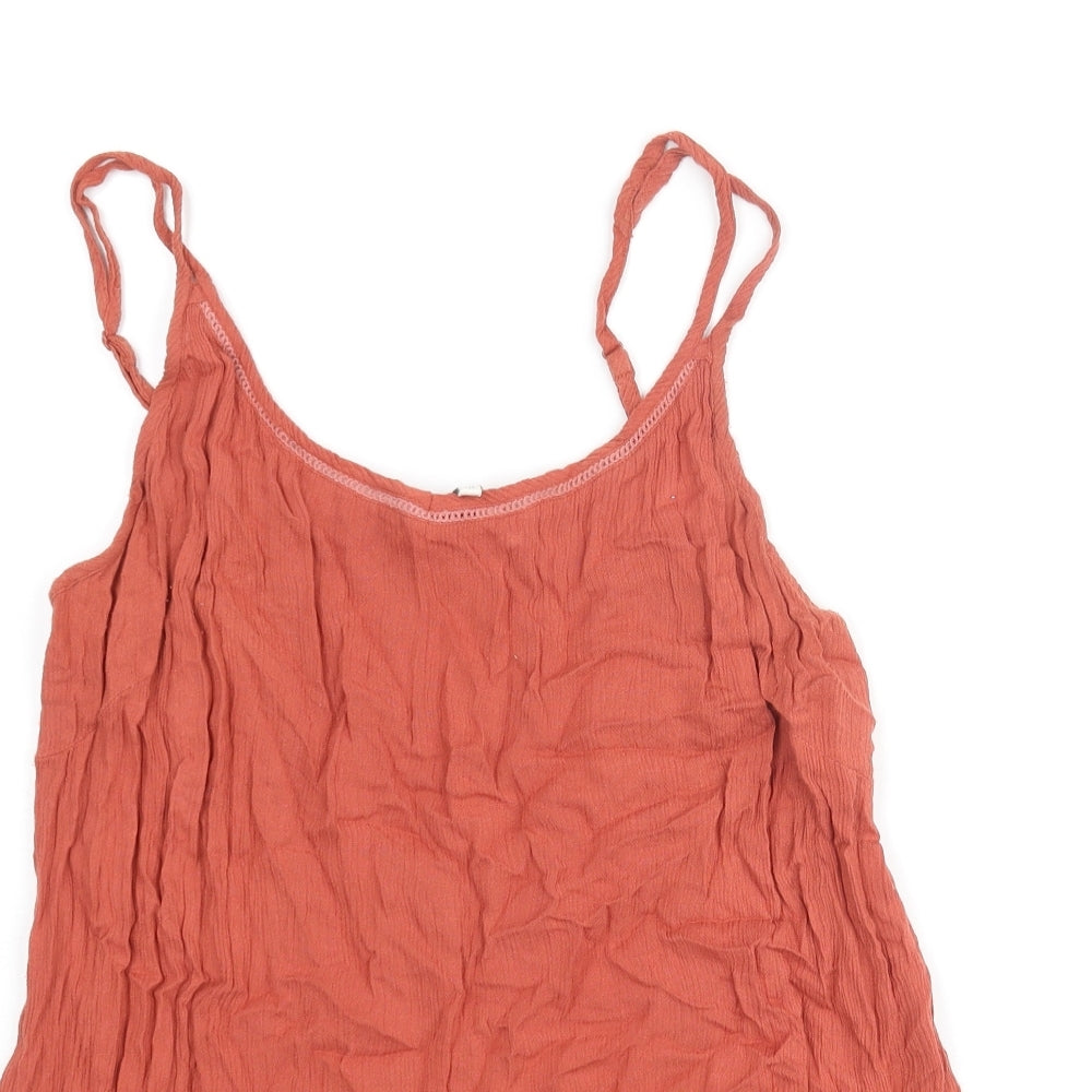 Fat Face Womens Orange Cotton Camisole Tank Size 10 Scoop Neck - Lace Trim