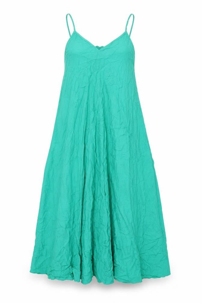 Zara Womens Green Viscose A-Line Size XS V-Neck Tie
