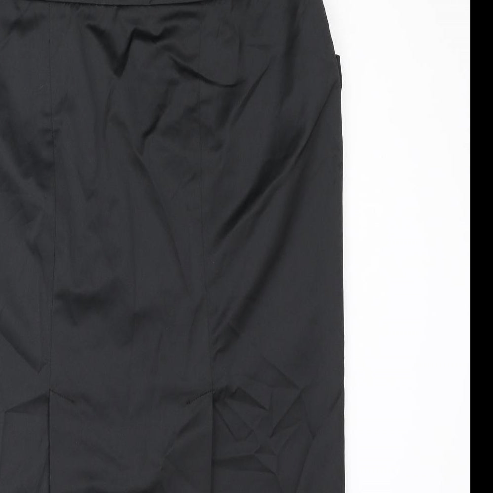 Marks and Spencer Womens Black Polyester Straight & Pencil Skirt Size 12 Zip - Button