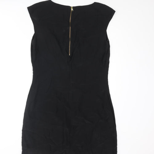 Cynthia Rowley Womens Black Silk Shift Size 10 Round Neck Zip