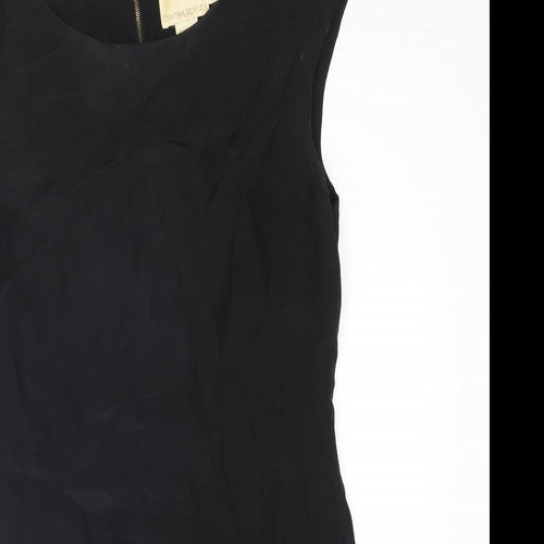 Cynthia Rowley Womens Black Silk Shift Size 10 Round Neck Zip