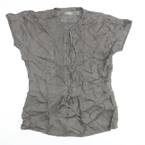 Rags Womens Grey Viscose Basic Blouse Size 2XL Round Neck