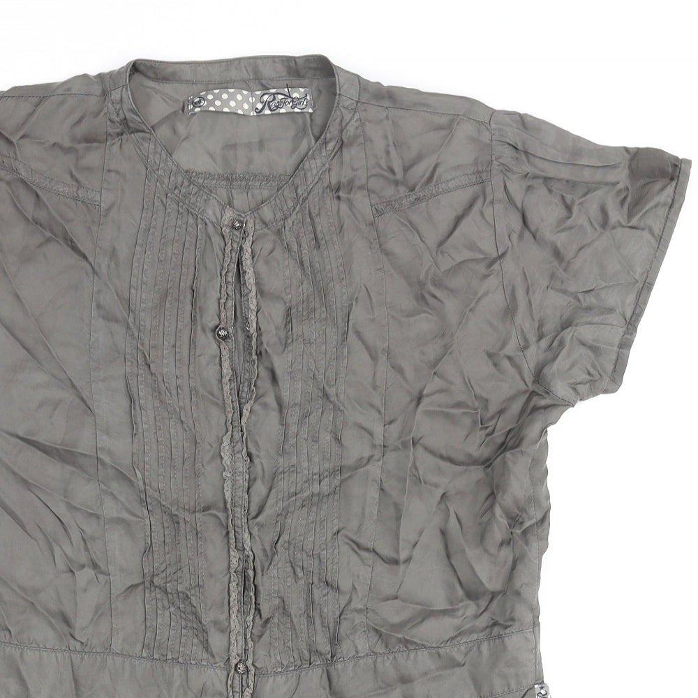 Rags Womens Grey Viscose Basic Blouse Size 2XL Round Neck