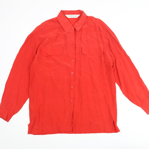 St Michael Womens Red Polyester Basic Button-Up Size 12 Collared