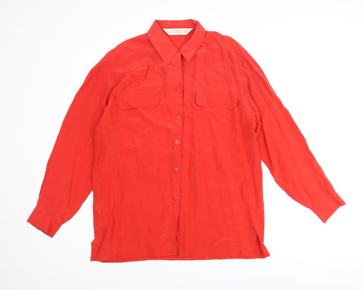 St Michael Womens Red Polyester Basic Button-Up Size 12 Collared