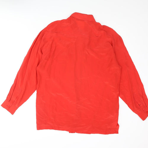 St Michael Womens Red Polyester Basic Button-Up Size 12 Collared