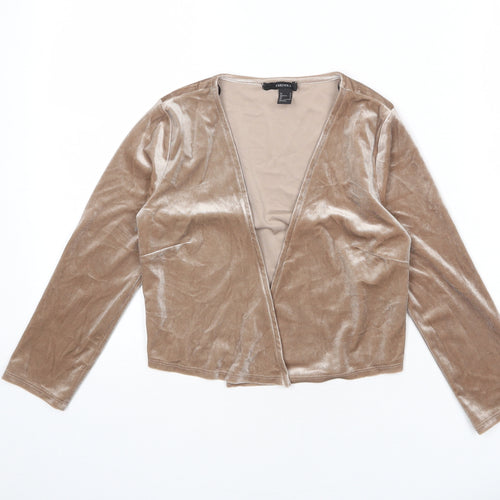 FOREVER 21 Womens Beige Polyester Cropped T-Shirt Size S V-Neck - Cardigan Style