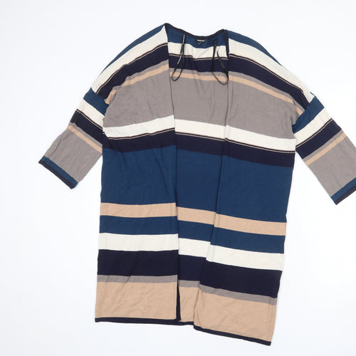 Warehouse Womens Multicoloured V-Neck Striped Viscose Cardigan Jumper Size S