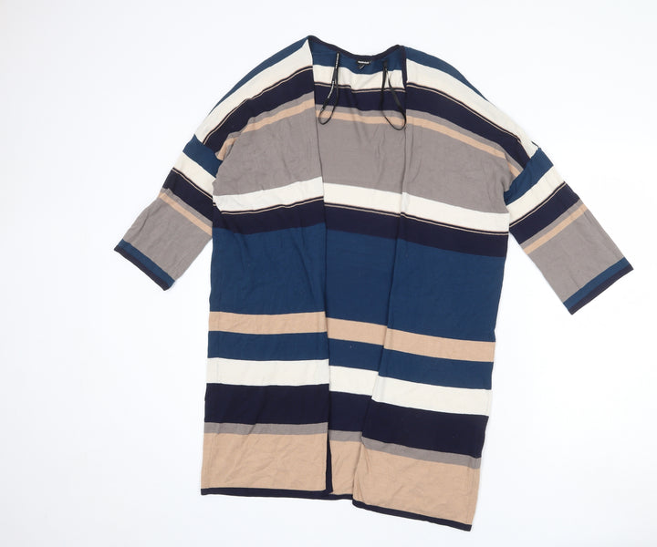 Warehouse Womens Multicoloured V-Neck Striped Viscose Cardigan Jumper Size S