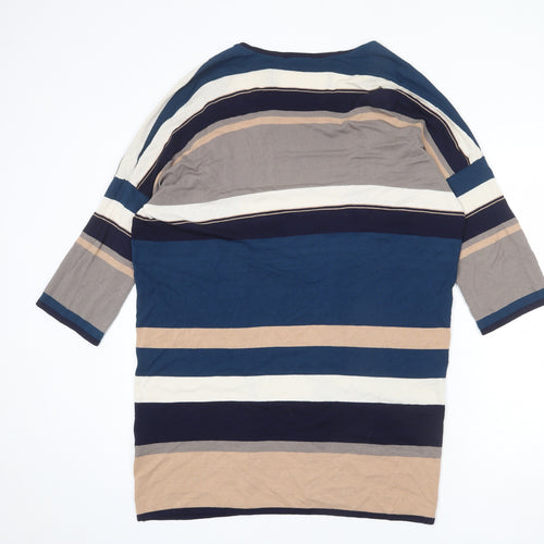 Warehouse Womens Multicoloured V-Neck Striped Viscose Cardigan Jumper Size S