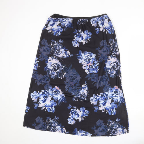French Connection Womens Black Floral Polyester A-Line Skirt Size 14 - Slit