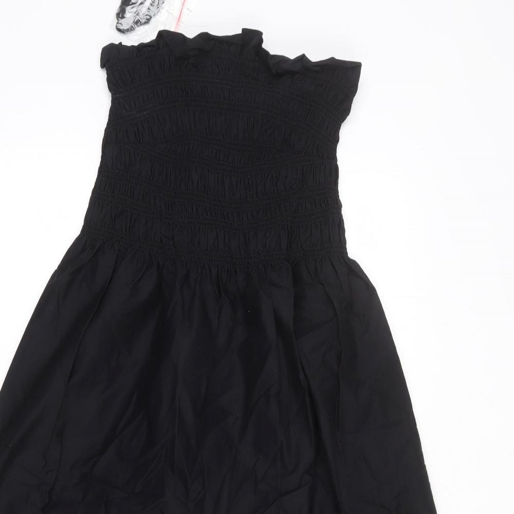 Divided by H&M Womens Black Cotton A-Line Size M Off the Shoulder Pullover - Shirred Bust