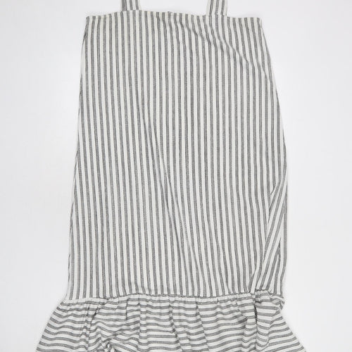 Very Womens White Striped Polyester Mermaid Size 12 Square Neck Pullover